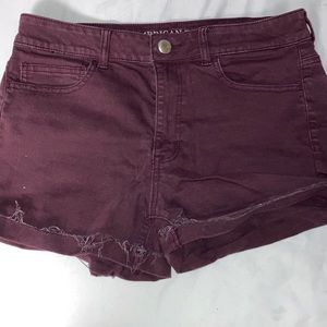 maroon jean shorts - American Eagle brand - size 12